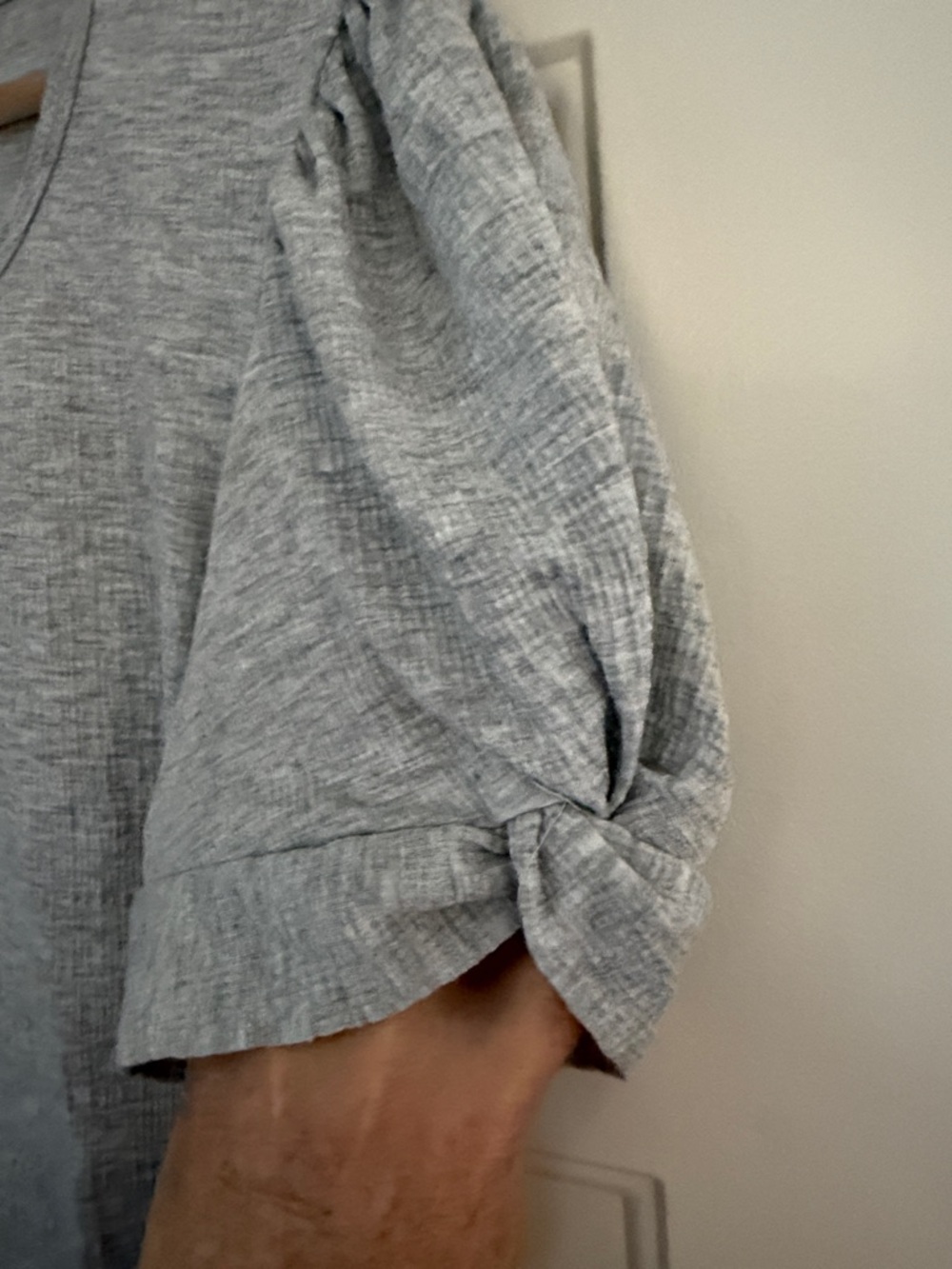 Jane and Delancey Light Gray Short-Sleeve Scoop Neck Top - Picture 2 of 5
